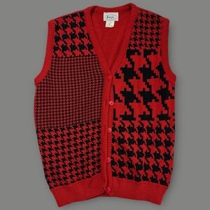 Vintage 90’s Plaid Knit Red Sweater-Vest